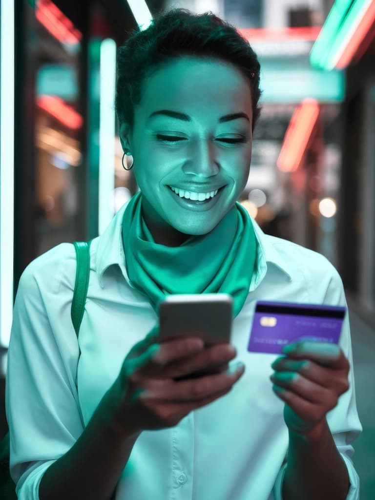 Utilisatrice payant avec son téléphone
